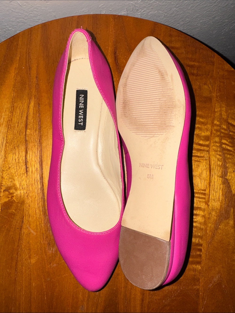 Nine West Hot Pink Pointed Ballet Flats